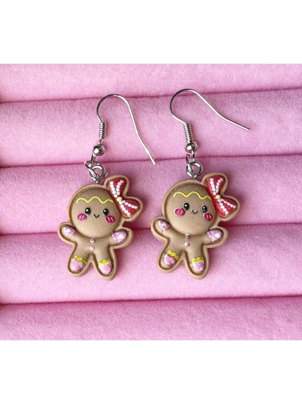 Gingerbread Girl Dangle Drop Earrings
